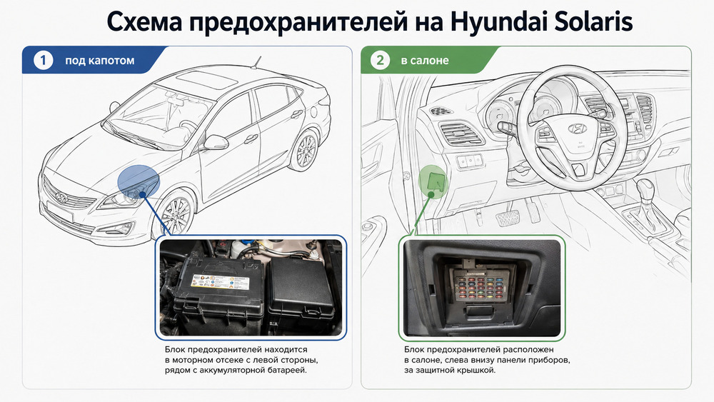 Схема предохранителей на Hyundai Solaris
